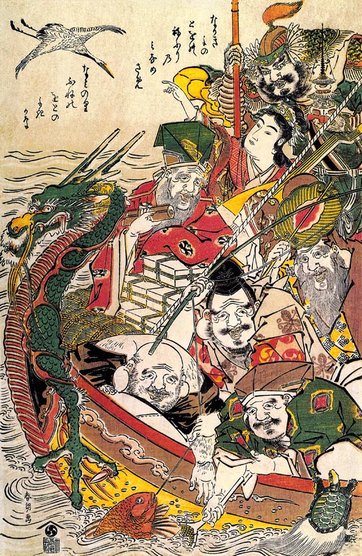 Sieben Glücksgötter von Katsushika Hokusai