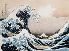 Die große Welle vor Kanagawa (aus der Bildserie "36 Ansichten des Berges Fuji")