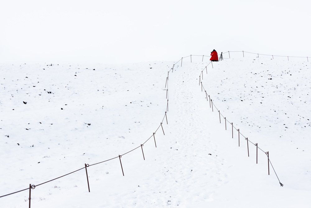 On top of extinct volcano in snow von Keren Wang