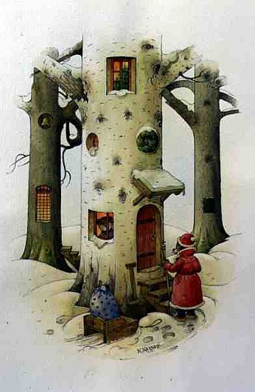 Bear Father Christmas, 1999 (w/c on paper)  von  Kestutis  Kasparavicius