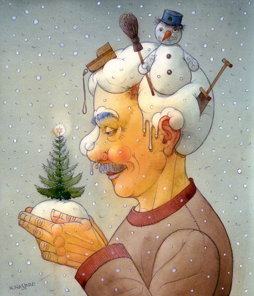 Snowy Winter, 2006 (w/c on paper)  von  Kestutis  Kasparavicius
