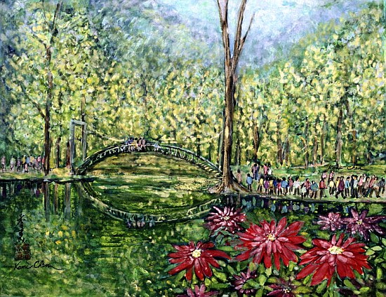 Mirror Bridge, 1993 (gouache on silk)  von Komi  Chen