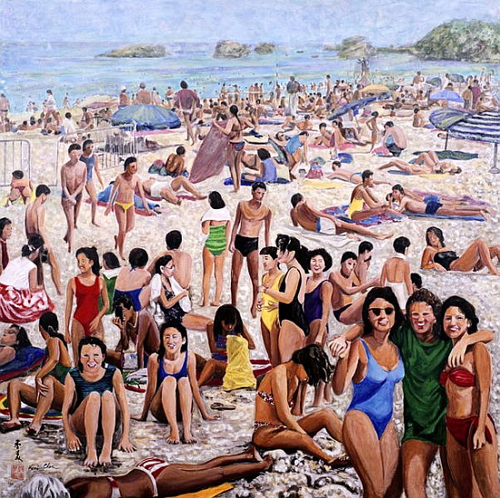 Sun Bathing, 1987 (gouache on silk)  von Komi  Chen