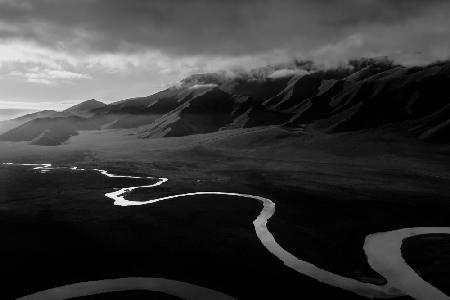A meandering river