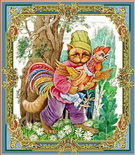 Der Kater und der Hahn. Russisches Märchen
