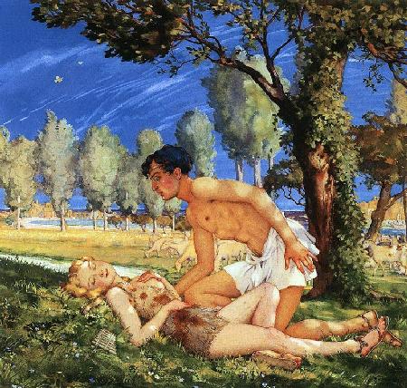 Illustration zum Roman Daphnis und Chloe von Longos