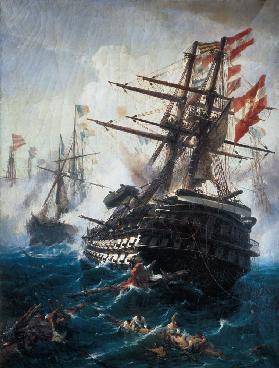 Das Linienschiff Kaiser in der Seeschlacht von Lissa