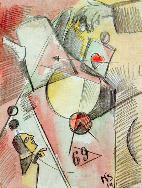N Aquarell 1. (Das Herz geht vom Zucker zum Kaffee) von Kurt Schwitters