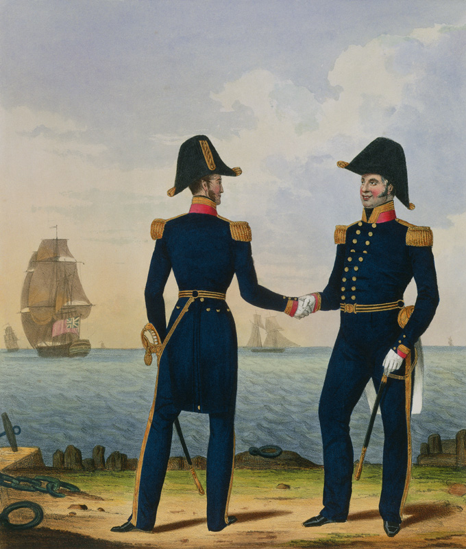 Captains, plate 5 from 'Costume of the Royal Navy and Marines', engraved by the artists, c.1830-37 ( von L. and Eschauzier, St. Mansion