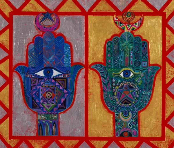 Protective Hands, 1992 (acrylic on board)  von Laila  Shawa