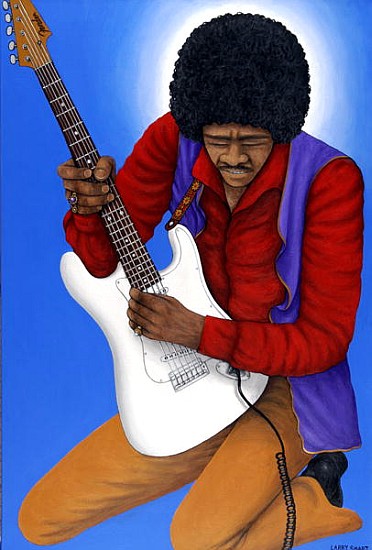 Jimi Hendrix (1942-70) (acrylic on linen)  von Larry  Smart
