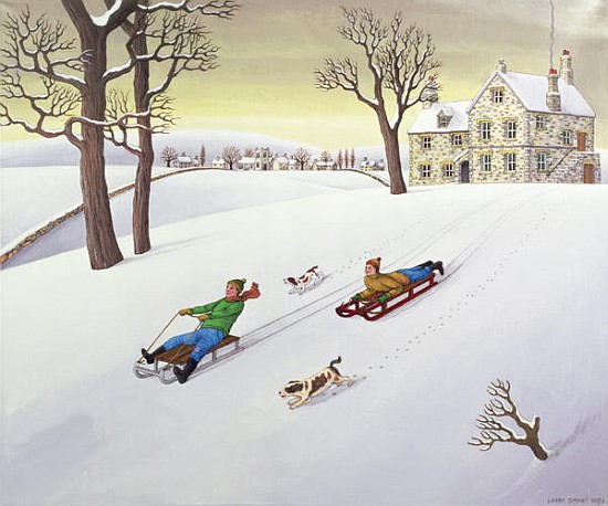 Tobogganing, 1986 (acrylic on linen)  von Larry  Smart