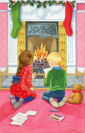 Letter to Father Christmas (w/c on paper)  von Lavinia  Hamer