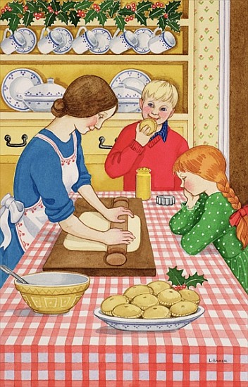 Making Mince Pies (w/c on paper)  von Lavinia  Hamer