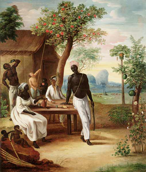Slaves Seated Outside their House in Martinique