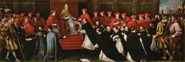 Pope Honorius III approving the order of Saint Dominic in 1216