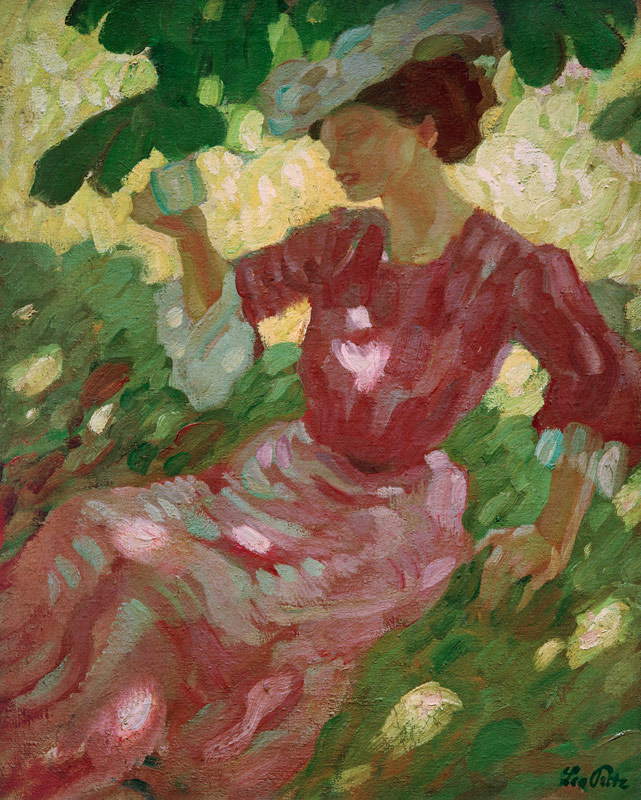 Dame im Park (Dame mit Hut), von Leo Putz