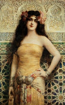 Frau in orientalischem Kostüm.