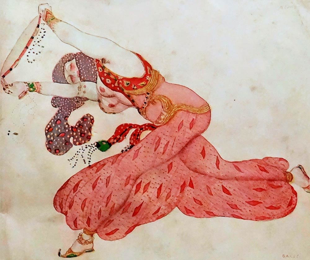 Almee. Kostümentwurf zum Ballett Scheherazade von N. Rimski-Korsakow von Leon Nikolajewitsch Bakst