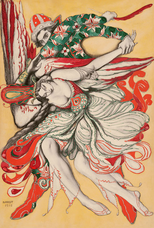 Plakat zum Ballett "Der Feuervogel" ("L'Oiseau de feu") von I. Strawinski von Leon Nikolajewitsch Bakst