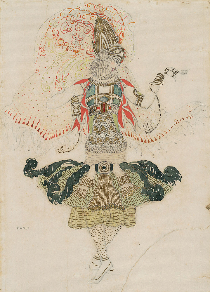 Kostümentwurf für Tamara Karsawina im Ballett Der Feuervogel (L'oiseau de feu) von I. Strawinski von Leon Nikolajewitsch Bakst