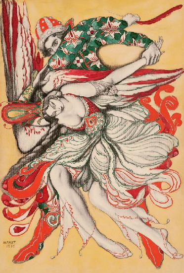 Plakat zum Ballett "Der Feuervogel" ("L'Oiseau de feu") von I. Strawinski
