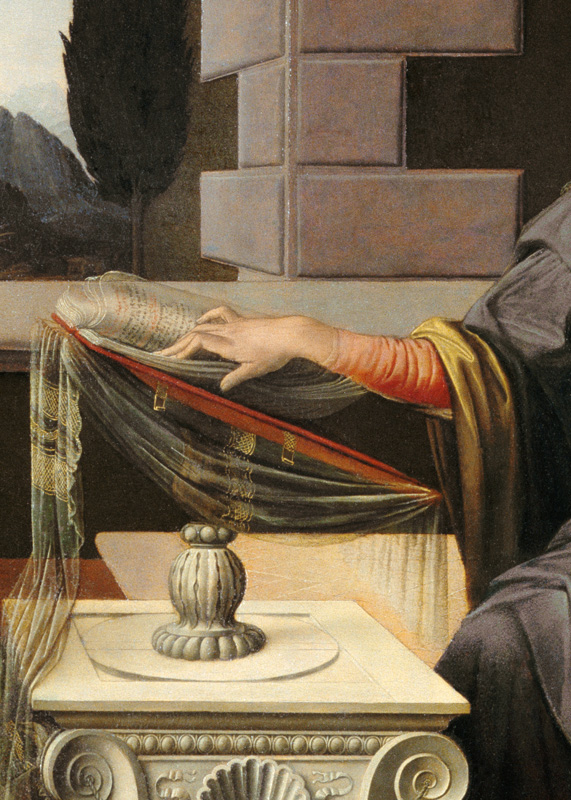 Detail of the Virgin Mary, from the Annunciation von Leonardo da Vinci