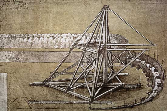 Facsimile of Codex Atlanticus f.1v-b Excavating Machine (original copy in the Biblioteca Ambrosiana, von Leonardo da Vinci