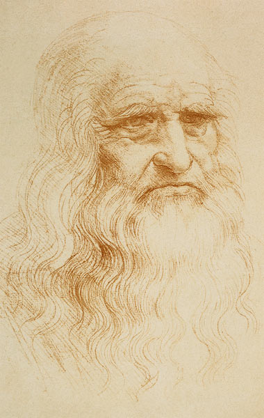 Vermutlich ein Selbstportrait von Leonardo da Vinci mit dem Bildtitel Portrait eines alten Mannes