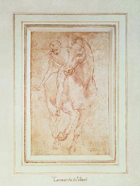 Horse and Rider (silverpoint)