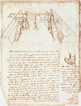 Facsimile of Codex Atlanticus 363vb Pulley System for the Construction of a Staircase