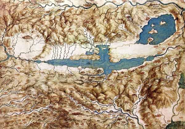 Topographische Ansicht von der Landschaft rund um die Ebene von Arezzo und the Val di Chiana