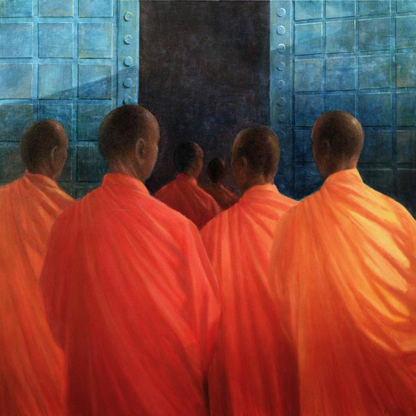 Saffron Monks (oil on canvas)  von Lincoln  Seligman