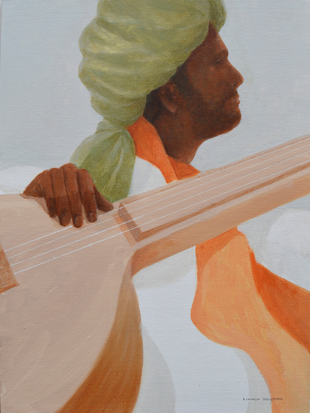 Sitar player, green turban von Lincoln  Seligman