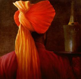Wine Waiter at the Taj (oil on canvas) 