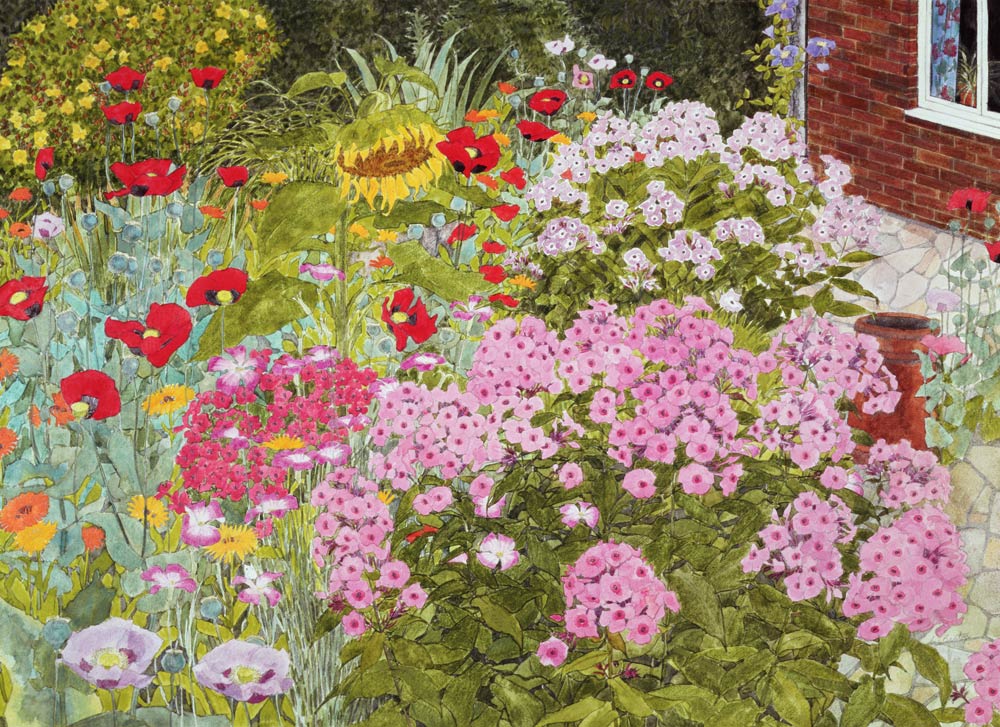 Flower border with sunflower von Linda  Benton