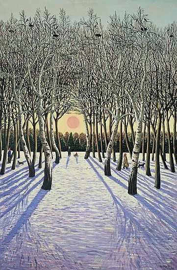 Sunset through Russian Trees, 1989  von Liz  Wright