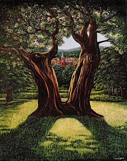 The Divided Tree, Richmond Park, 1989  von Liz  Wright