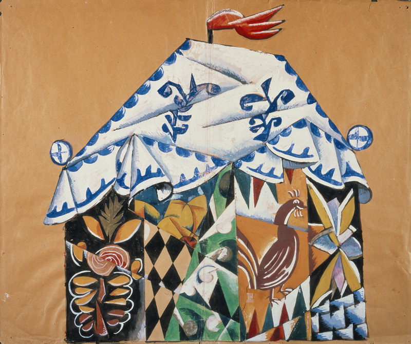 Entwurf des Vorhangs zum Theaterstück Das Märchen vom Popen und seinem Knecht Balda von A. Puschkin von Ljubow Sergejewna Popowa