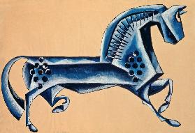 Blaues Pferd. Entwurf zum Theaterstück Das Märchen vom Popen und seinem Knecht Balda von A. Puschkin