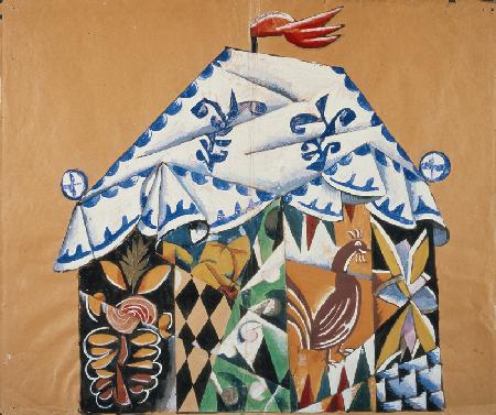 Entwurf des Vorhangs zum Theaterstück Das Märchen vom Popen und seinem Knecht Balda von A. Puschkin 1920