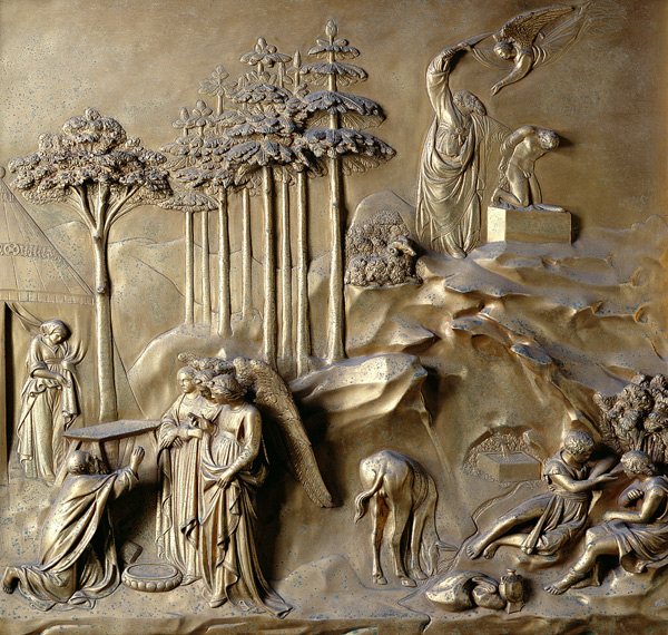 The Story of Isaac: Angels Prophesy the Birth of Isaac and the Angel staying Abraham's Sword, one of von Lorenzo  Ghiberti