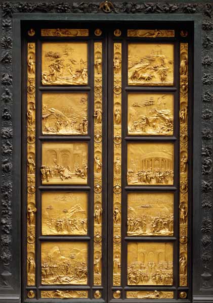 The Gates of Paradise (East Doors) comprising 10 relief panels depicting Old Testament scenes von Lorenzo  Ghiberti