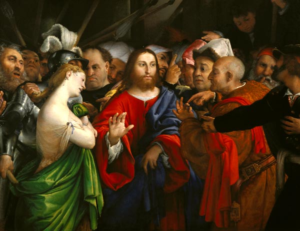 Christ and the Adulteress von Lorenzo Lotto