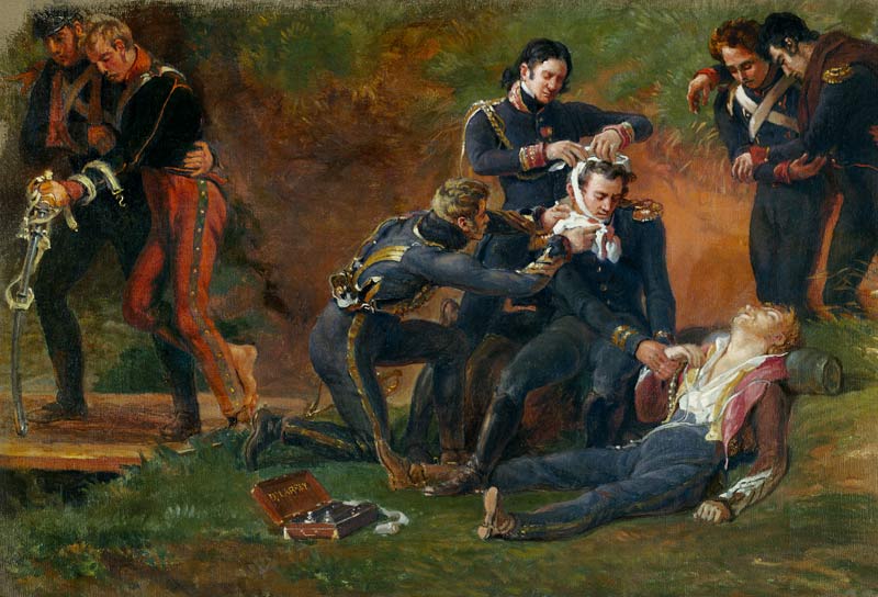 Baron Jean Dominique Larrey (1766-1843) Tending the Wounded at the Battle of Moscow von Louis Lejeune