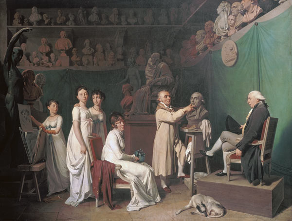 Jean Antoine Houdon (1741-1828) Sculpting the Bust of Pierre Simon (1749-1827) Marquis de Laplace in von Louis-Léopold Boilly