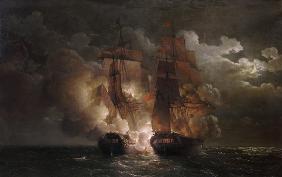 Battle Between the French Frigate 'Arethuse' and the English Frigate 'Amelia' in View of the Islands