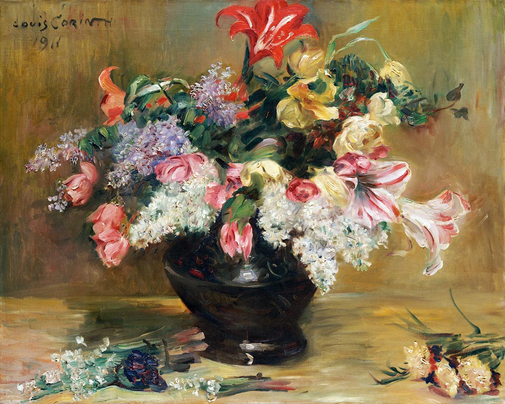 Amaryllis, Flieder und Tulpen von Lovis Corinth