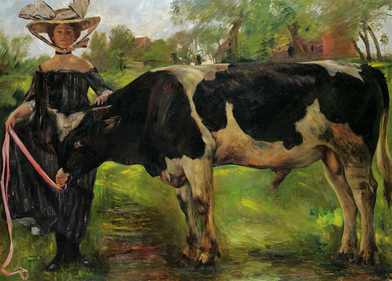 The Painter Charlotte Berend With A Bull von Lovis Corinth