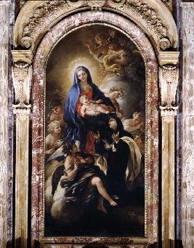 Die Madonna reicht der Heiligen Maria Magdalena dei Pazzi das Christuskind